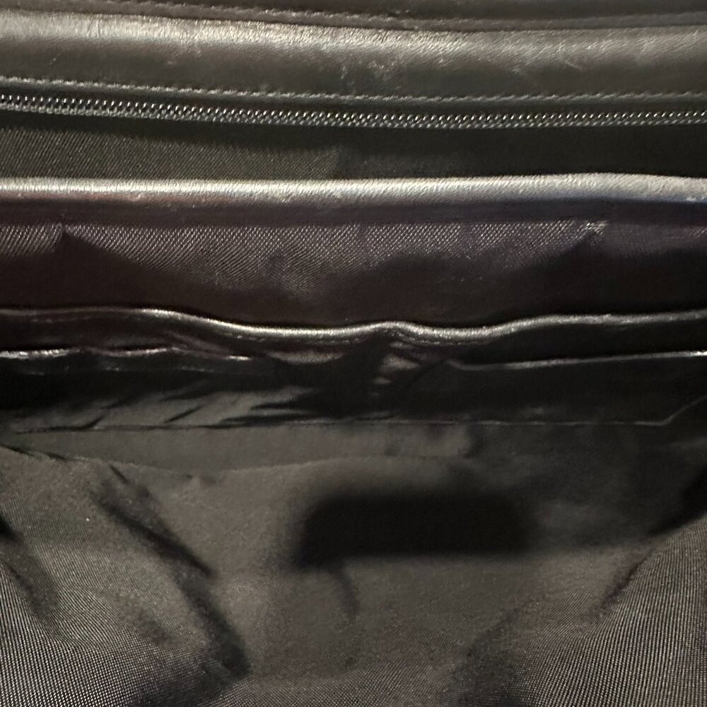 COACH Briefcase Black Leather Double Buckle Shoulder Strap Messenger Vintage - Picture 5 of 10